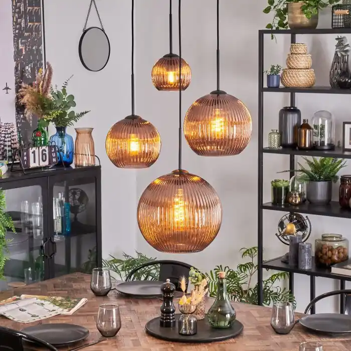 Koyoto Hanglamp, Kogellampje, Cluster hanglamp Koperkleurig, 4-lichts Favoriet