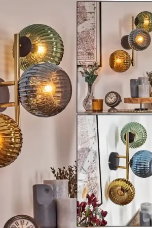 Weekendaanbieding Koyoto Kogellampje, Wandlamp Goud, Zwart, 3-lichts