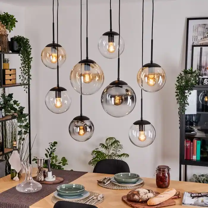 Gastor Hanglamp, Kogellampje, Hanglamp Amber, Duidelijk, Rookkleurig, 8-lichts Beperkte Voorraad