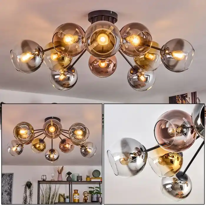 Beperkt Aanbod Koyoto Plafondlamp, Kogellampje 81 cm Goud, Duidelijk, Koperkleurig, Rookkleurig, 10-lichts