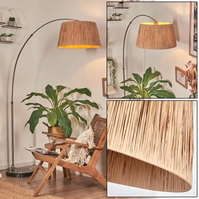 Granja Staande lamp, Booglampen Nikkel mat, Zwart, 1-licht Premium