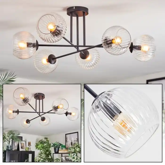 Bestel Nu Koyoto Plafondlamp, Kogellampje 78 cm Duidelijk, 6-lichts