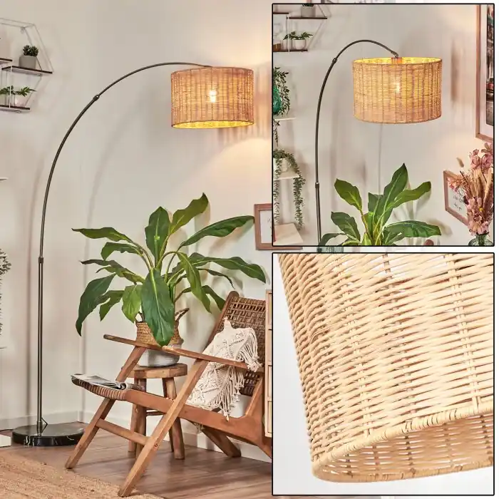 Superprijs Cavaca Staande lamp, Booglampen Nikkel mat, Zwart, 1-licht