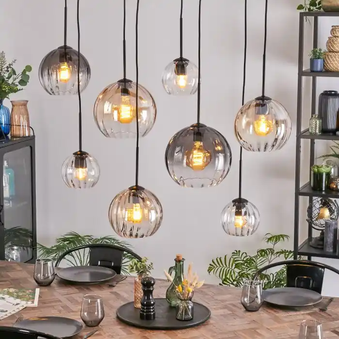 Koyoto Hanglamp, Kogellampje, Hanglamp Amber, Duidelijk, Rookkleurig, 8-lichts Koop Online