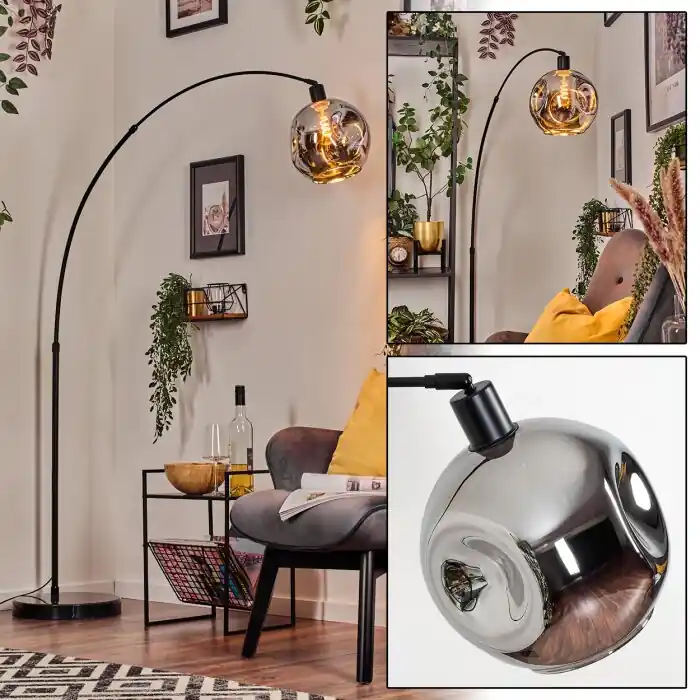 Merkproduct Ripoll Kogellampje, Staande lamp, Booglampen Zwart, 1-licht