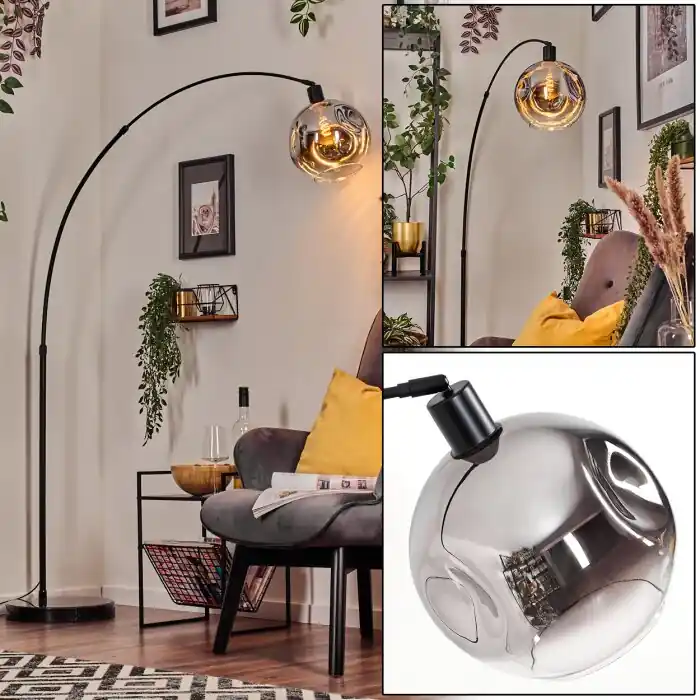 Ripoll Kogellampje, Staande lamp, Booglampen Zwart, 1-licht Direct Beschikbaar