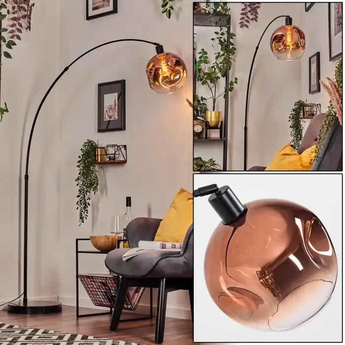 Ripoll Kogellampje, Staande lamp, Booglampen Zwart, 1-licht Fabrieksprijs