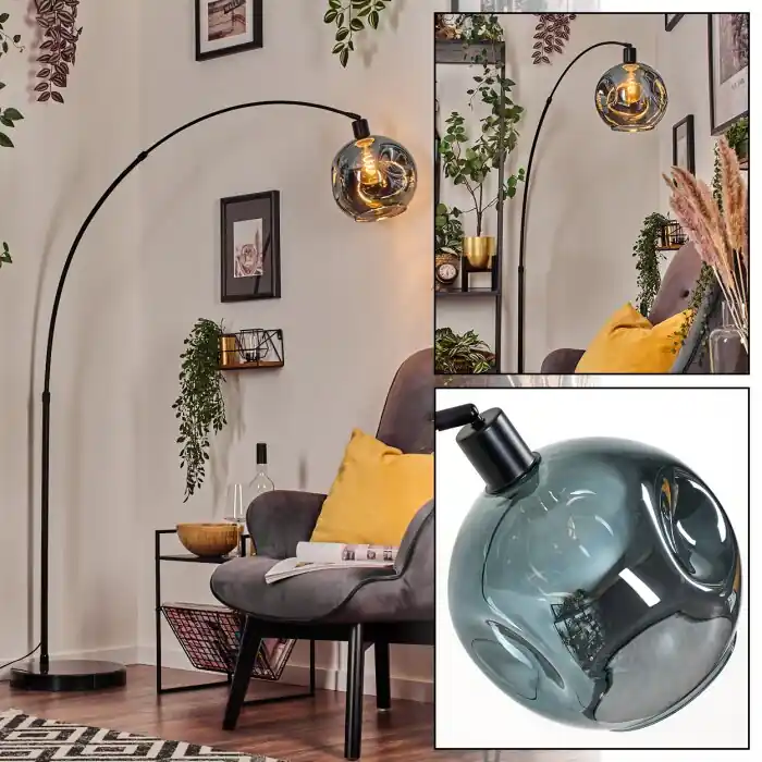 Korting Ripoll Kogellampje, Staande lamp, Booglampen Zwart, 1-licht