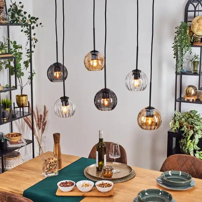 Koyoto Hanglamp, Kogellampje, Hanglamp Amber, Duidelijk, Rookkleurig, 6-lichts Koop Vandaag
