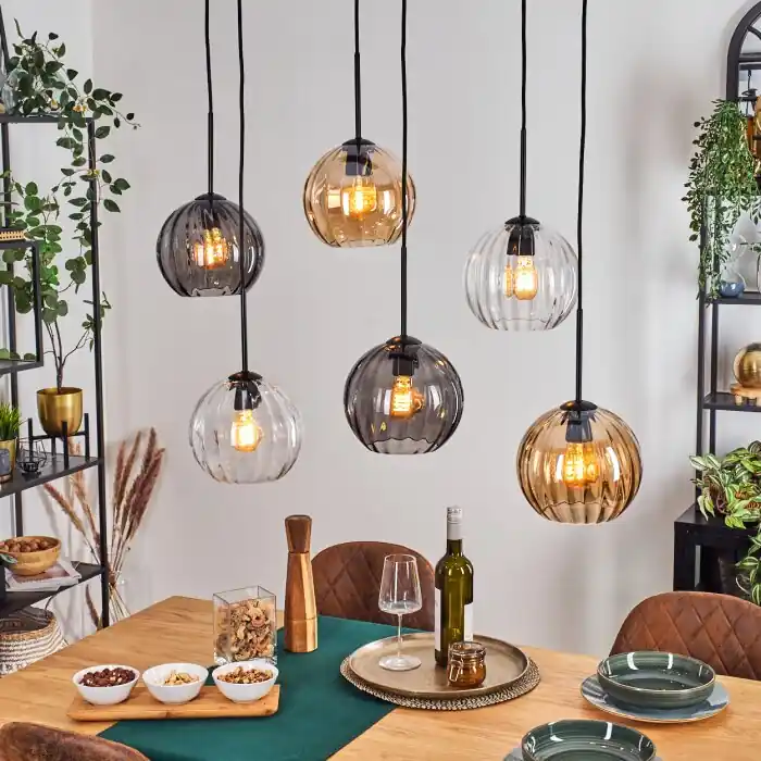 Koyoto Hanglamp, Kogellampje, Hanglamp Amber, Duidelijk, Rookkleurig, 6-lichts Shop Nu
