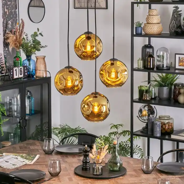 Laatste Versie Ripoll Hanglamp, Kogellampje, Cluster hanglamp Goud, 4-lichts