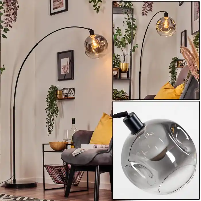 Ripoll Kogellampje, Staande lamp, Booglampen Zwart, 1-licht Weekendaanbieding