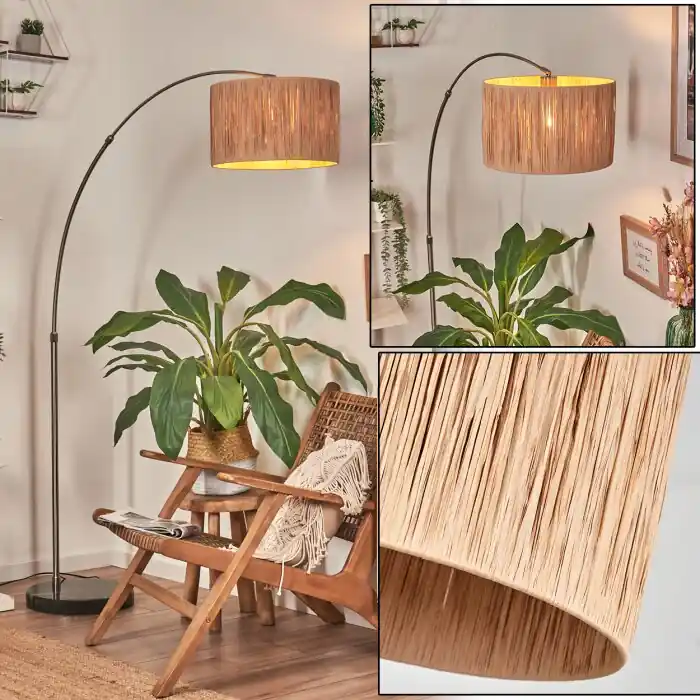 Granja Staande lamp, Booglampen Nikkel mat, Zwart, 1-licht Fabrieksprijs