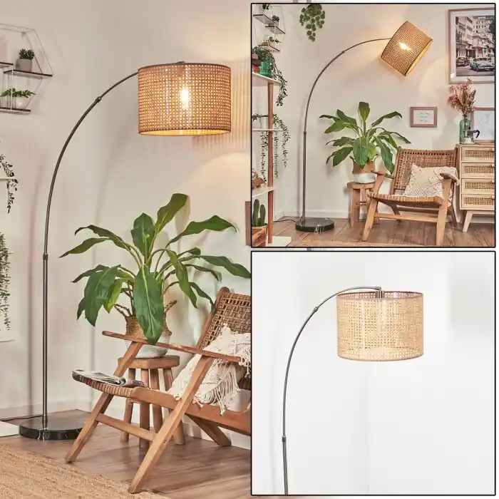 Barcos Staande lamp, Booglampen Nikkel mat, Zwart, 1-licht, Stoffen lampenkap Betrouwbaar
