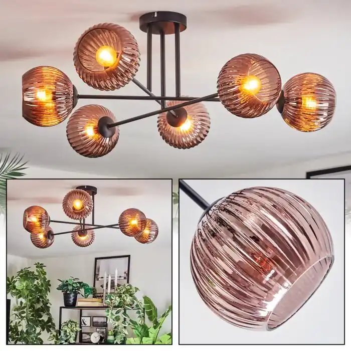Beste Prijs Koyoto Plafondlamp, Kogellampje 78 cm Koperkleurig, 6-lichts