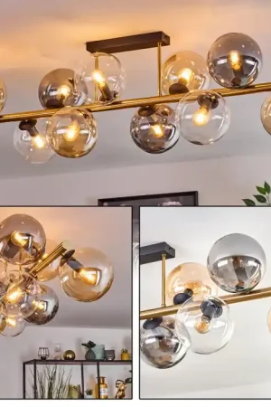 Aanbieding Gastor Plafondlamp, Kogellampje Goud, Zwart, 10-lichts