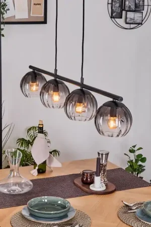 Aanbieding Koyoto Hanglamp, Kogellampje, Hanglamp Duidelijk, Rookkleurig, 4-lichts