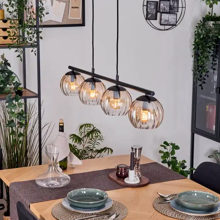 Weekendaanbieding Koyoto Hanglamp, Kogellampje, Hanglamp Amber, Duidelijk, 4-lichts