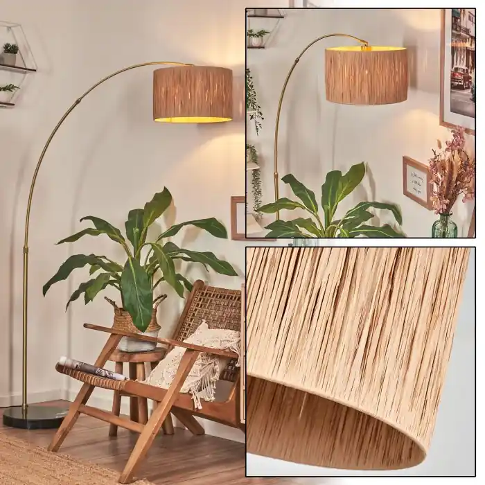 Granja Staande lamp, Booglampen Messing, Zwart, 1-licht Uitverkoop