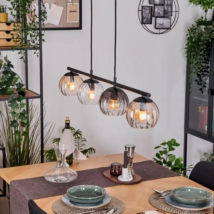 Gereduceerde Prijs Koyoto Hanglamp, Kogellampje, Hanglamp Amber, Duidelijk, Rookkleurig, 4-lichts