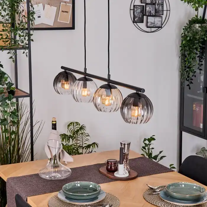 Koyoto Hanglamp, Kogellampje, Hanglamp Amber, Duidelijk, Rookkleurig, 4-lichts Favoriet