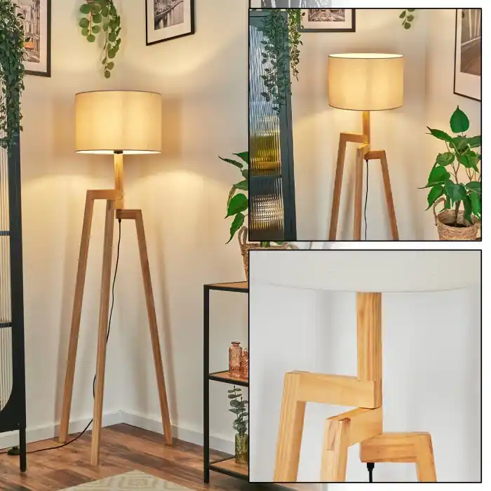 Voordeelprijs Soungou Staande lamp Natuurlijke kleuren, Zwart, 1-licht