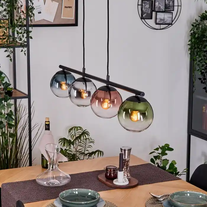 Superprijs Gastor Hanglamp, Kogellampje, Hanglamp Blauw, Chroom, Groen, Duidelijk, Koperkleurig, Rookkleurig, 4-lichts