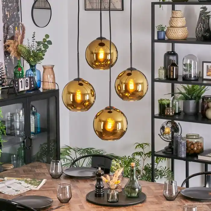 Nu Kopen Koyoto Hanglamp, Kogellampje, Cluster hanglamp Goud, 4-lichts