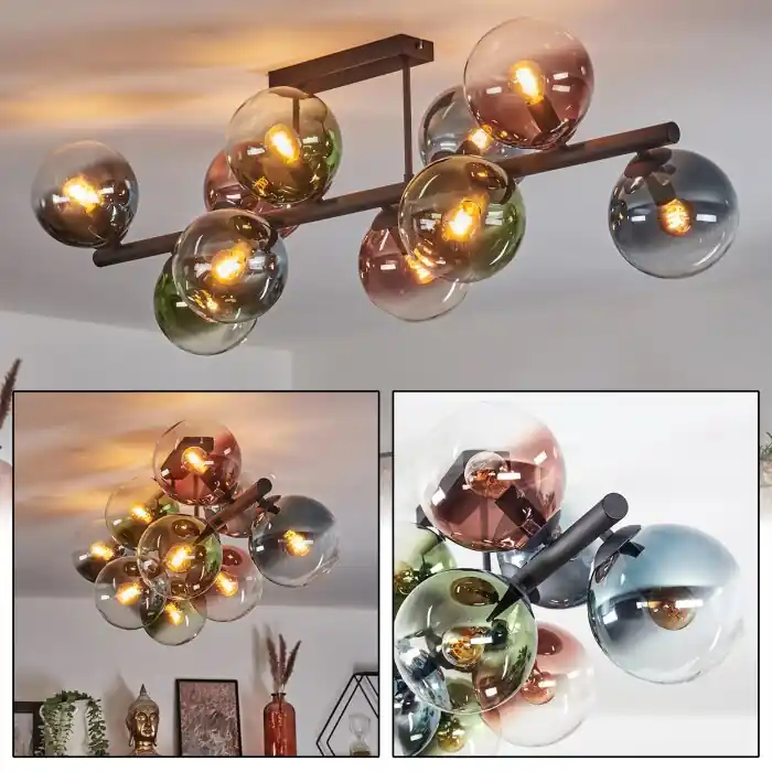 Goedkoop Gastor Plafondlamp, Kogellampje Blauw, Groen, Duidelijk, Koperkleurig, 10-lichts