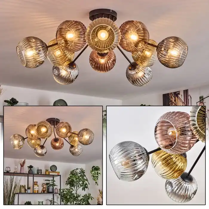 Ripoll Plafondlamp, Kogellampje Goud, Duidelijk, Koperkleurig, Rookkleurig, 10-lichts Rechtstreeks Van De Fabrikant