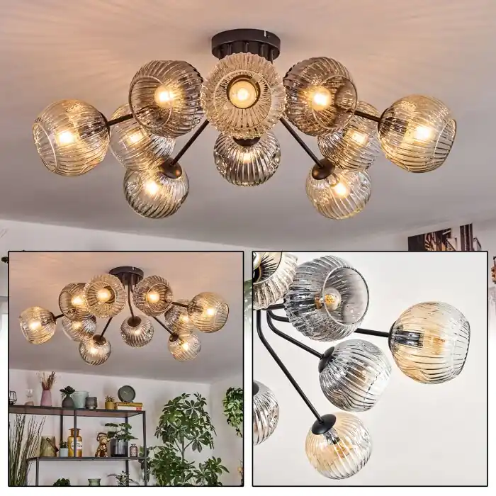 Ripoll Plafondlamp, Kogellampje Amber, Duidelijk, Rookkleurig, 10-lichts Seizoensaanbieding
