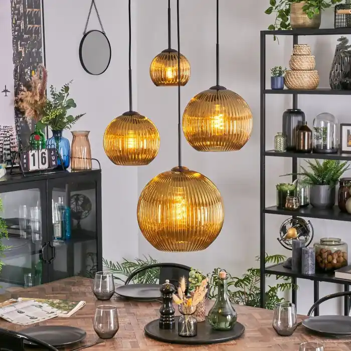 Flitsaanbieding Koyoto Hanglamp, Kogellampje, Cluster hanglamp Goud, 4-lichts