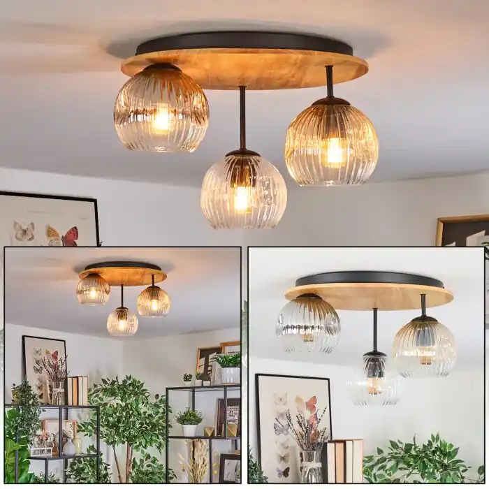 Gereduceerde Prijs Ripoll Plafondlamp, Kogellampje Natuurlijke kleuren, Zwart, 3-lichts