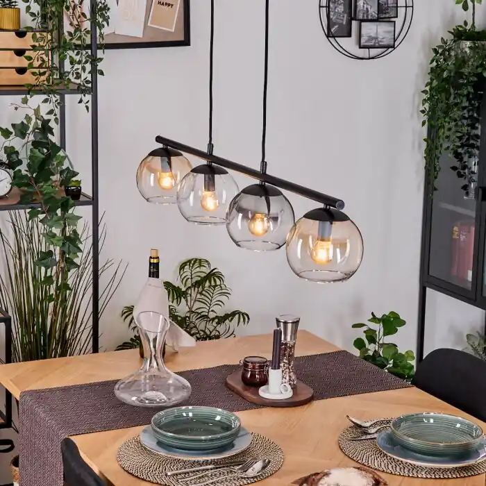 Direct Beschikbaar Koyoto Hanglamp, Kogellampje, Hanglamp Amber, Duidelijk, Rookkleurig, 4-lichts