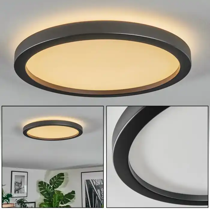 Xarel Plafondlamp, Paneel LED Zwart, 1-licht Snelle Levering