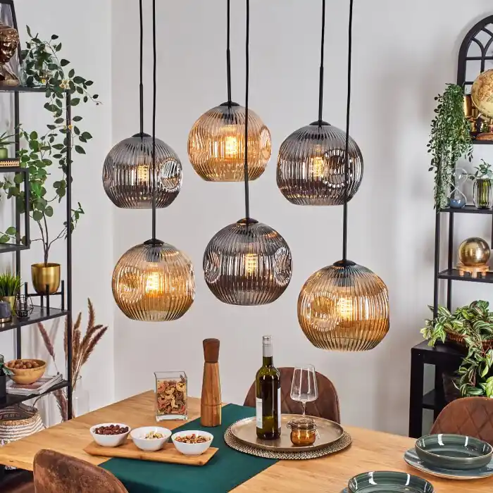Koop Online Ripoll Hanglamp, Kogellampje, Hanglamp Amber, Rookkleurig, 6-lichts