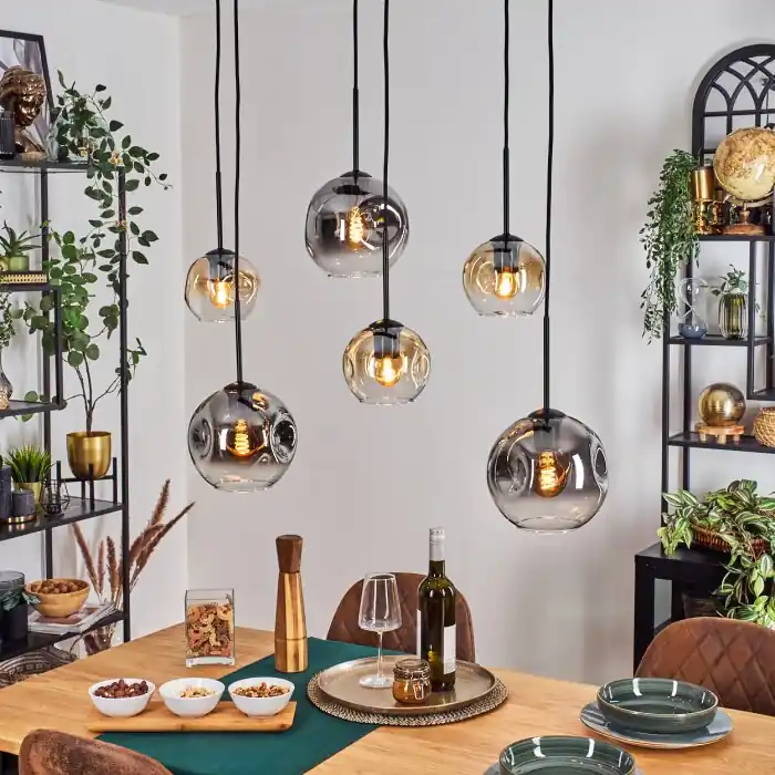 Speciale Aanbieding Ripoll Hanglamp, Kogellampje, Hanglamp Amber, Duidelijk, Rookkleurig, 6-lichts
