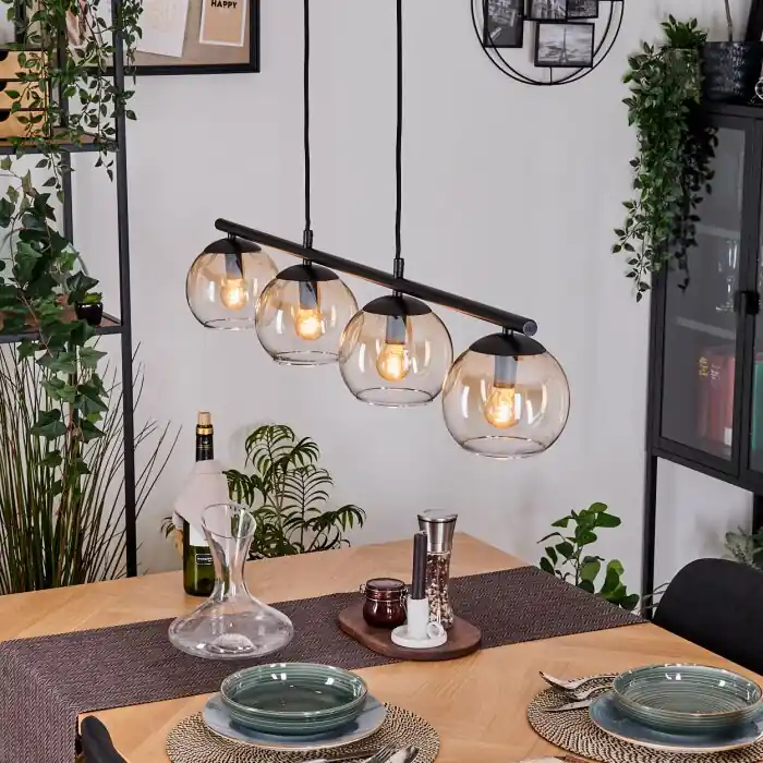 Goedkoop Koyoto Hanglamp, Kogellampje, Hanglamp Amber, Duidelijk, 4-lichts
