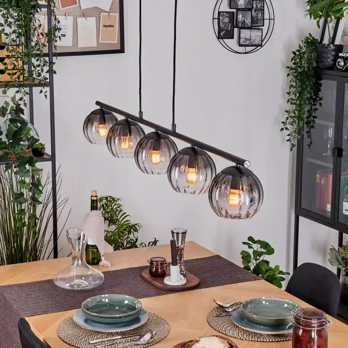 Koyoto Hanglamp, Kogellampje, Hanglamp Duidelijk, Rookkleurig, 5-lichts Betrouwbaar