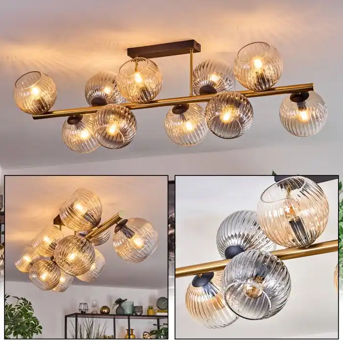 Koyoto Plafondlamp, Kogellampje Goud, Zwart, 10-lichts Favoriet