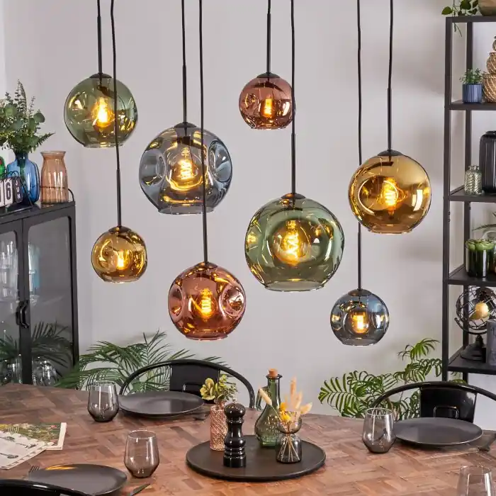 Ripoll Hanglamp, Kogellampje, Hanglamp Blauw, Goud, Groen, Koperkleurig, 8-lichts Hete Deal