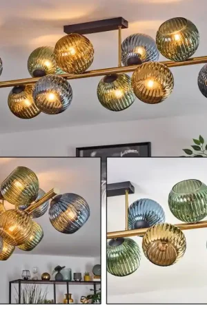 Weekendaanbieding Koyoto Plafondlamp, Kogellampje Goud, Zwart, 10-lichts