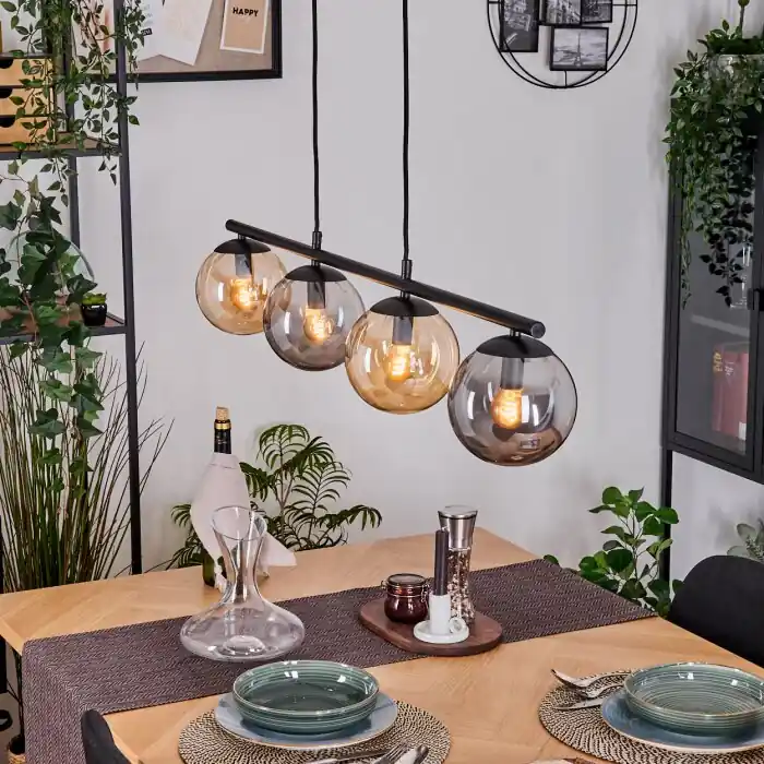 Gastor Hanglamp, Kogellampje, Hanglamp Amber, Rookkleurig, 4-lichts Beperkt Aanbod