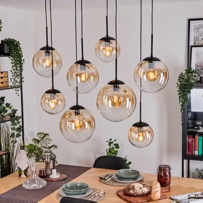Gastor Hanglamp, Kogellampje, Hanglamp Amber, Duidelijk, 8-lichts Shop Nu