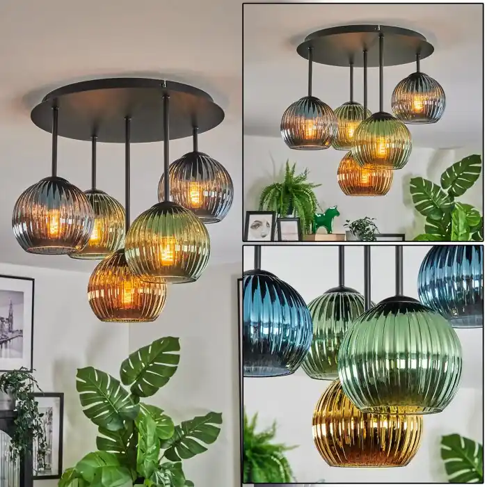 Alleen Vandaag Koyoto Plafondlamp, Kogellampje 45 cm Blauw, Goud, Groen, 5-lichts