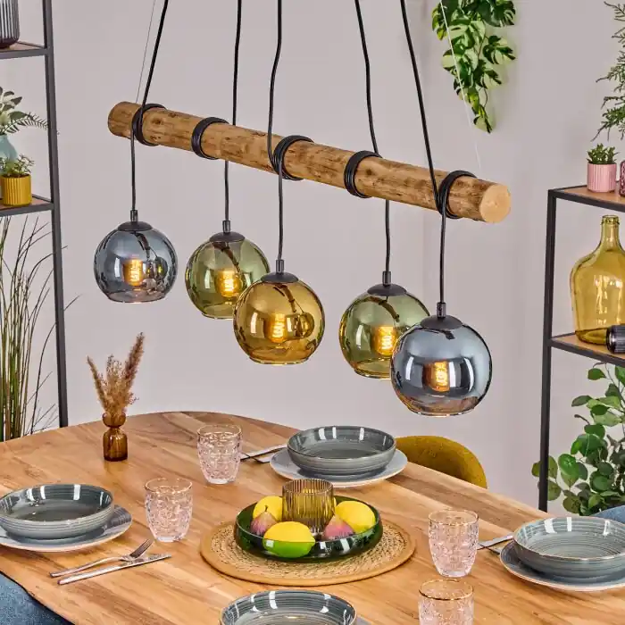 Beperkt Aanbod Koyoto Hanglamp, Kogellampje, Hanglamp Natuurlijke kleuren, Zwart, 5-lichts