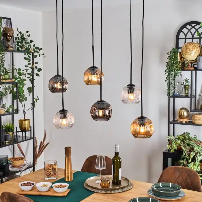 Ripoll Hanglamp, Kogellampje, Hanglamp Amber, Duidelijk, Rookkleurig, 6-lichts Direct Verzonden
