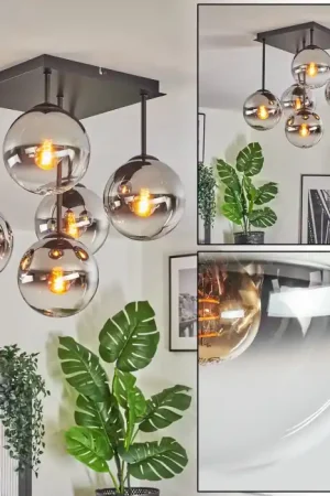 Aanbieding Gastor Plafondlamp, Kogellampje Chroom, Duidelijk, Rookkleurig, 5-lichts