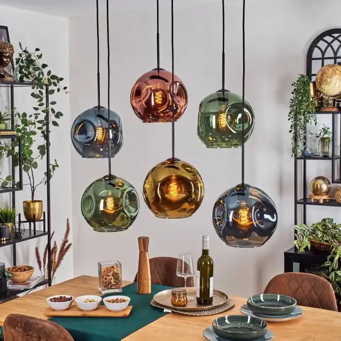 Meest Verkocht Ripoll Hanglamp, Kogellampje, Hanglamp Blauw, Goud, Groen, Koperkleurig, 6-lichts