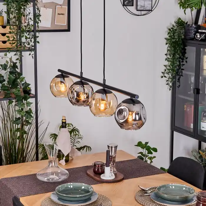Laatste Kans Ripoll Hanglamp, Kogellampje, Hanglamp Amber, Rookkleurig, 4-lichts